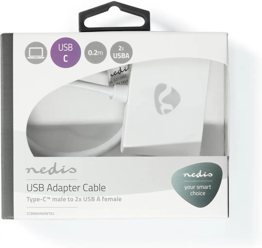 Nedis CCBW65960WT02 USB Multi-Port Adapter - USB-C naar 2x USB-A - 1000 Mbps - 20cm - Verguld