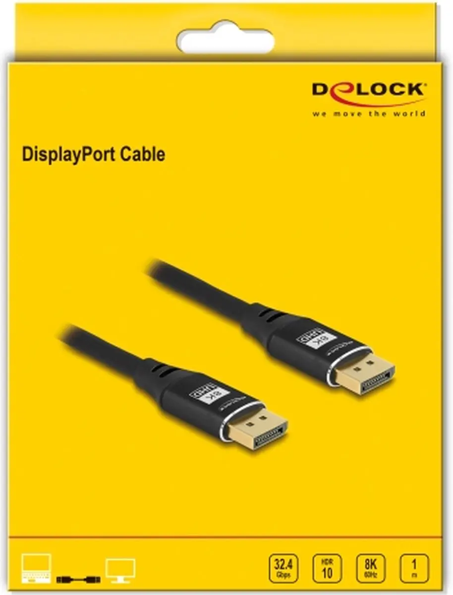 Delock DisplayPort Kabel 8K 60Hz 1m - Zwart