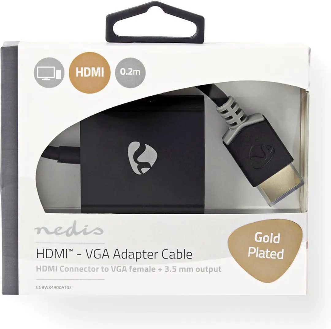 Nedis HDMI-Adapter CCBW34900AT02 - VGA & Audio - Verguld - Antraciet - afbeelding 6 van 6