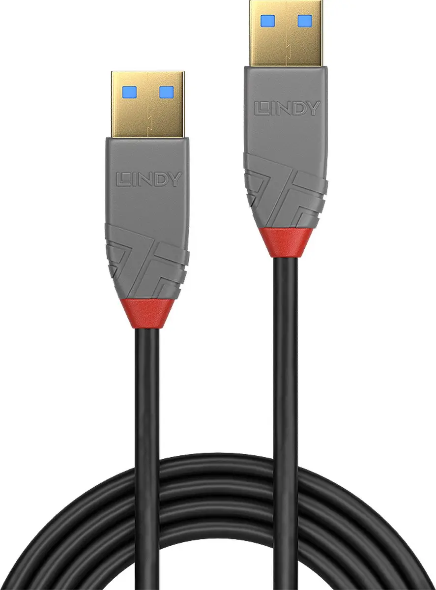 Lindy 36754 USB 3.2 Gen1 Kabel USB-A - 5m - Zwart/Grijs