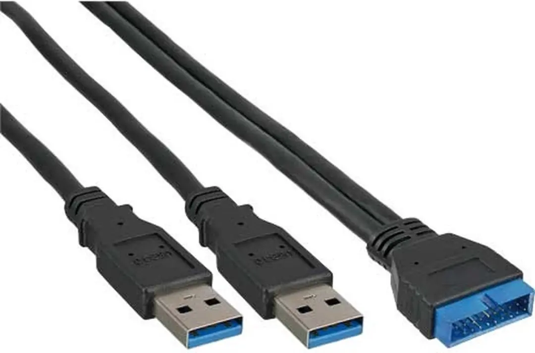 InLine Pin Header Adapter USB3.0 - 2x USB-A (m) - Zwart