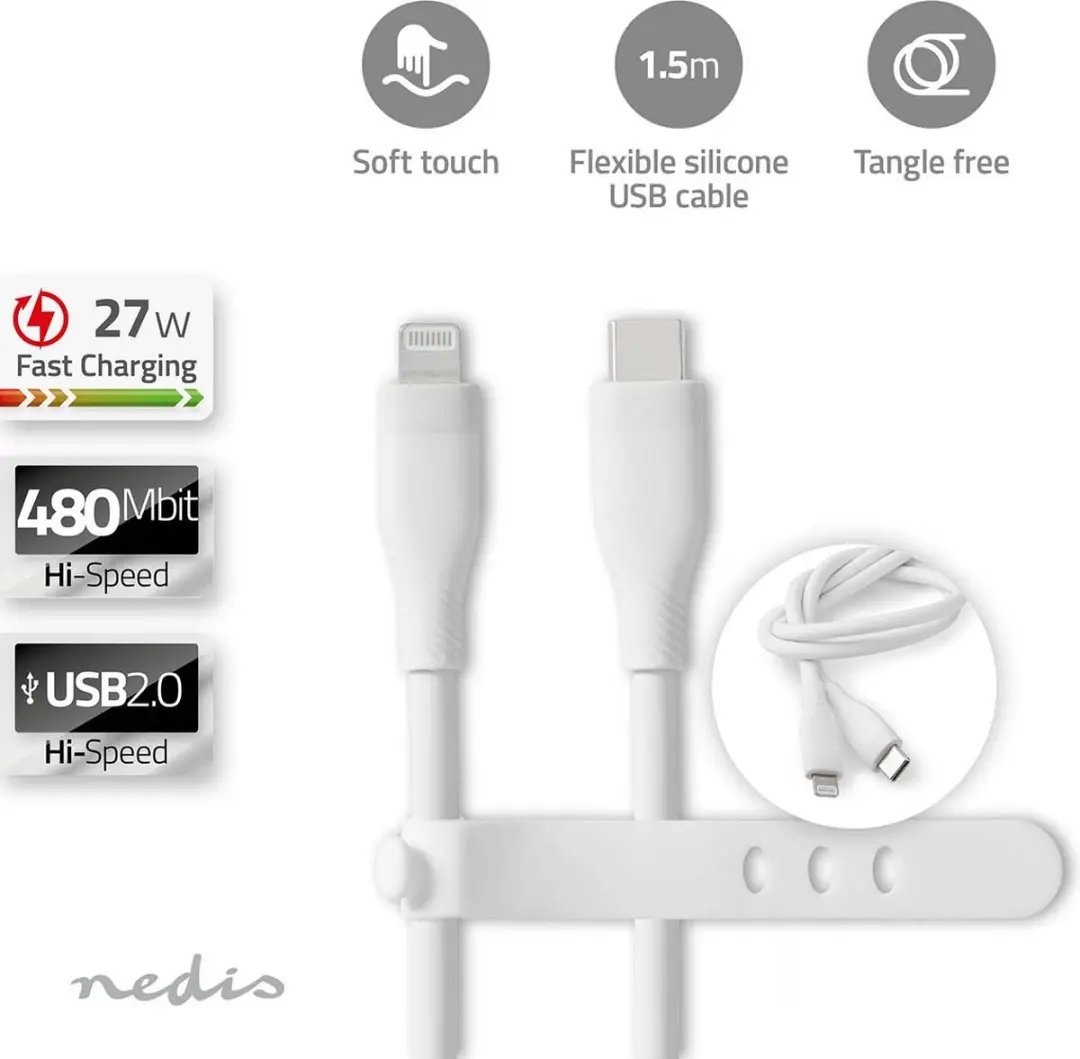 Nedis Lightning Kabel USB-C 1.5m - Wit