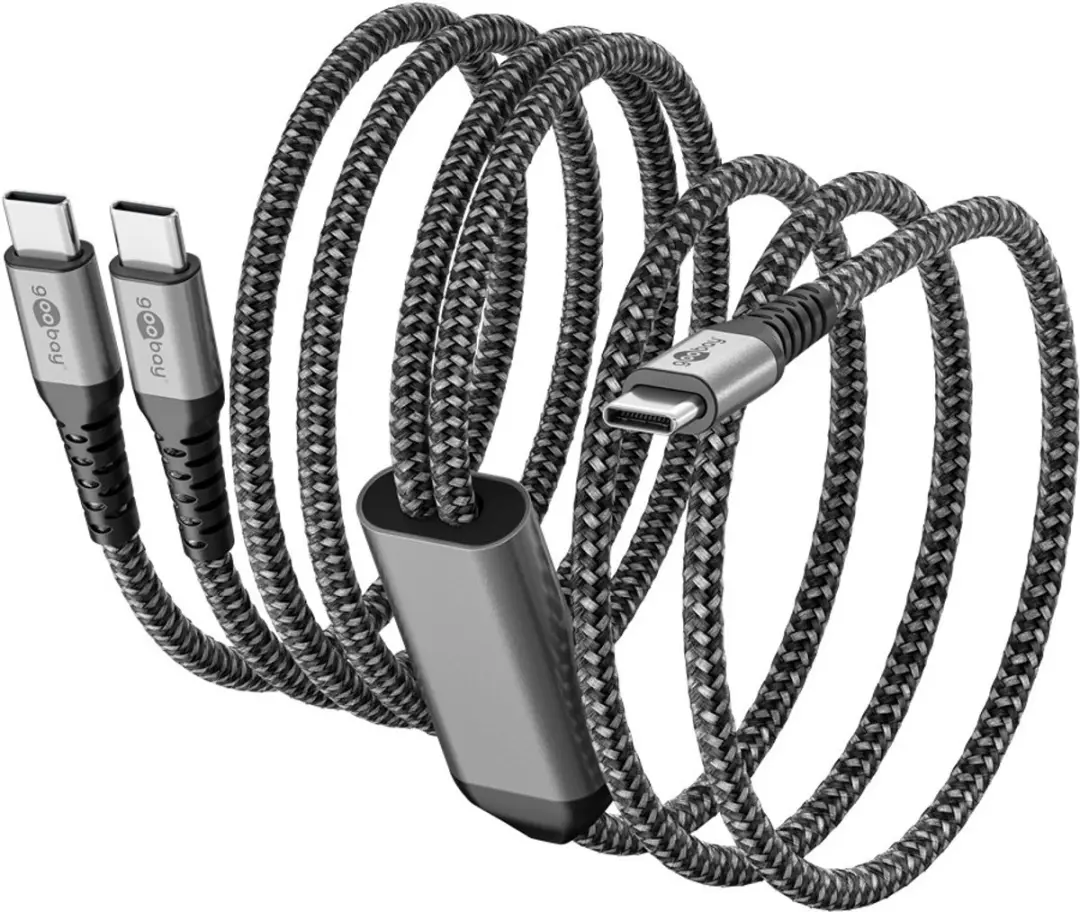 Goobay USB-C Textile Kabel 60W Power Delivery 1.5m - Zwart/Grijs