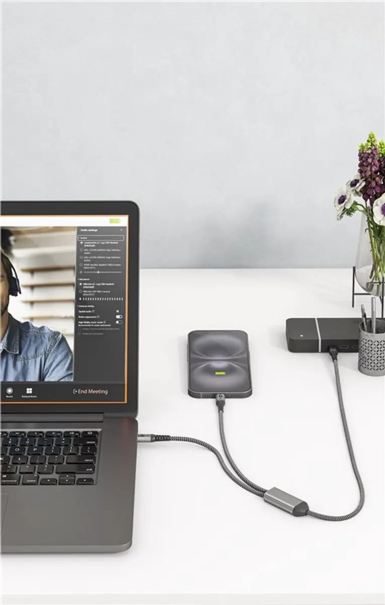 Goobay USB-C Textile Kabel 60W Power Delivery 1.5m - Zwart/Grijs