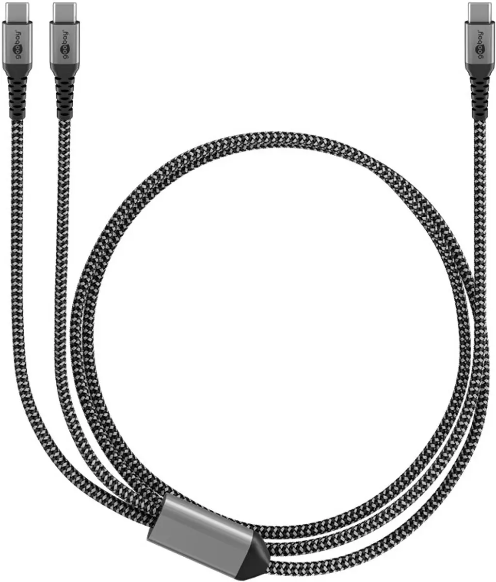 Goobay USB-C Textile Kabel 60W Power Delivery 1.5m - Zwart/Grijs