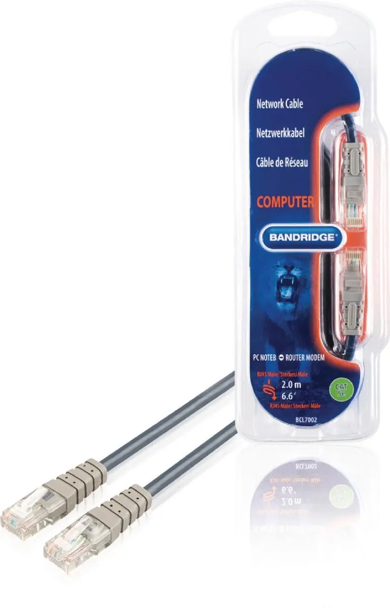 Scanpart Bandridge BCL7002 Cat 5 UTP-kabel 2m - Zwart