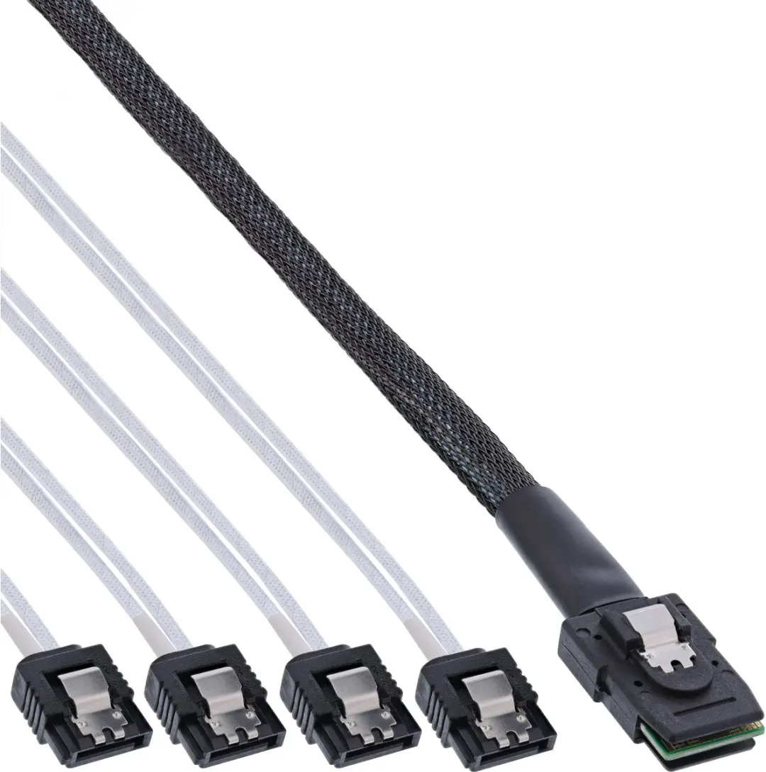InLine SAS Kabel Mini-SAS SFF-8087 naar 4x SATA 0,5m