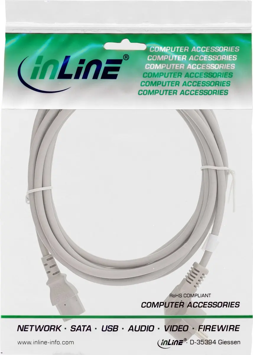 InLine C13 CEE 7/7 Stroomkabel 3x0,75mm² - 0,5m - Grijs