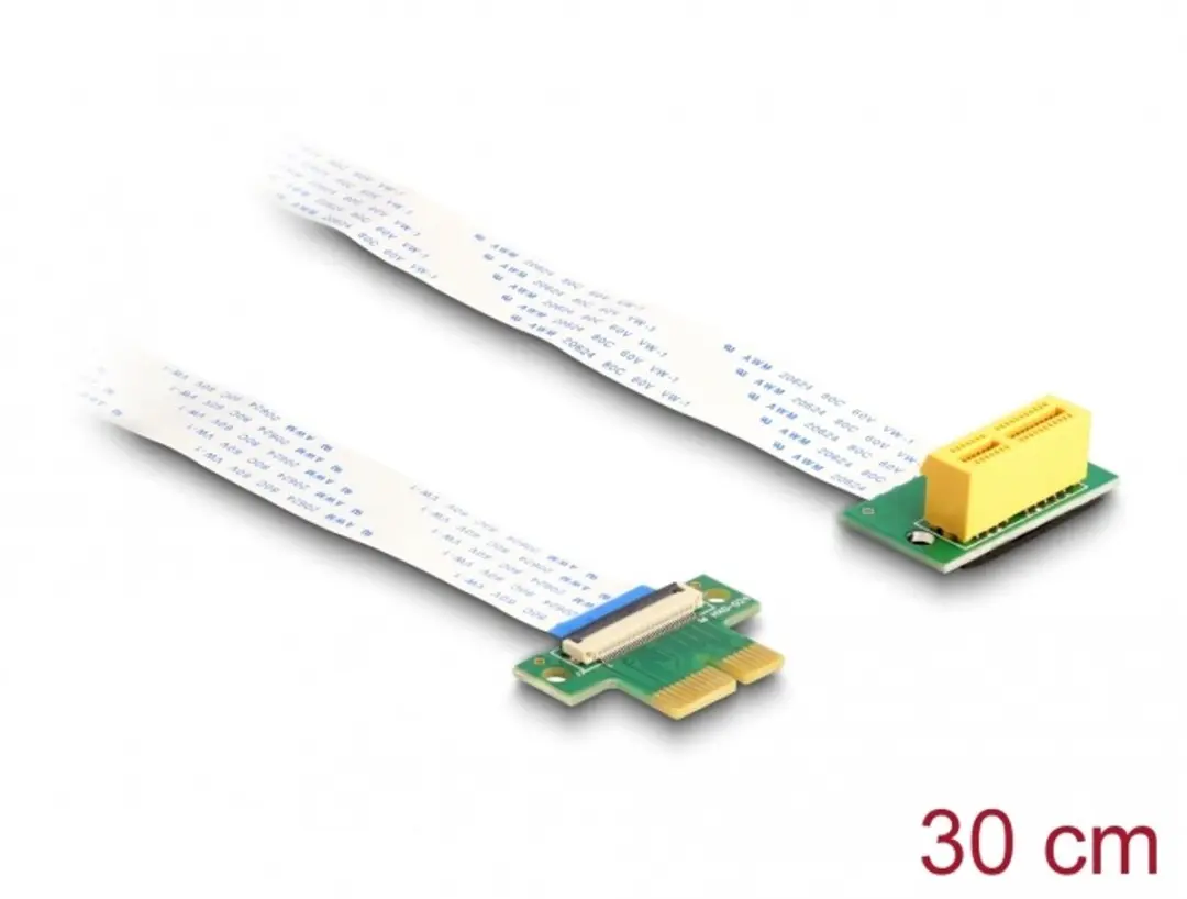 Delock PCIe Riser Kaart x1 naar x1 90° - 30cm Kabel - Geel/Groen/Wit