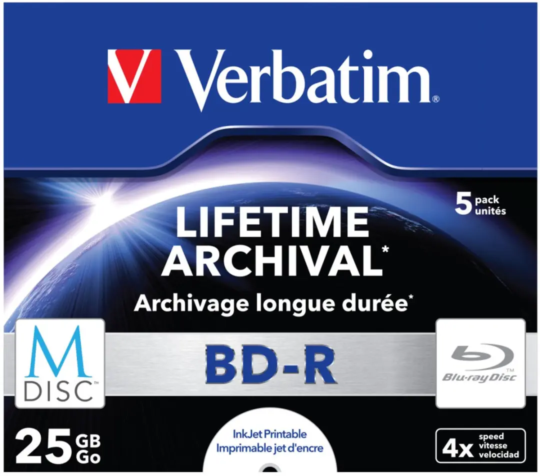 Verbatim M-Disc BD-R 25GB - 5 Stuks Bedrukbaar Jewelcase - afbeelding 6 van 6