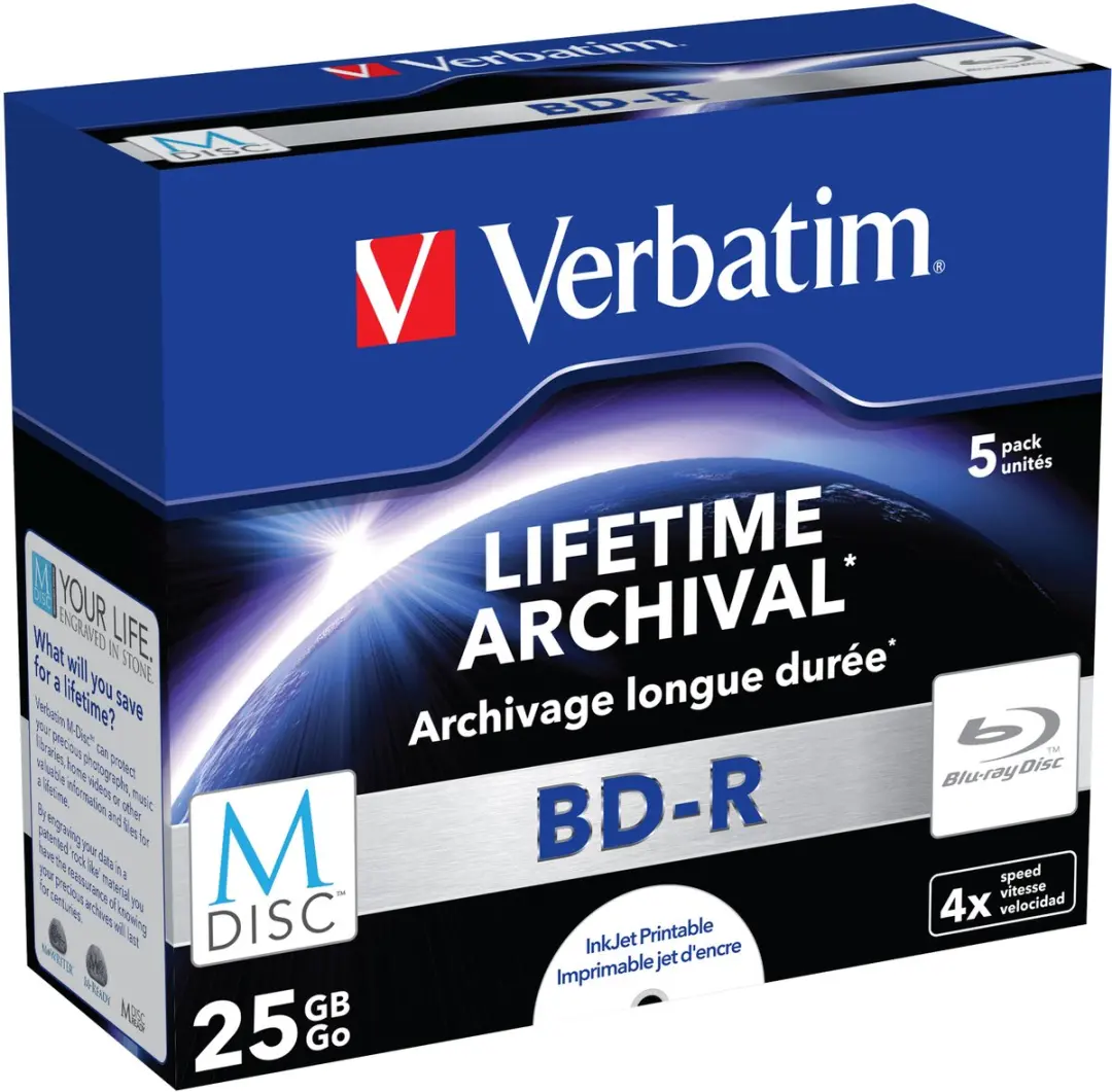 Verbatim M-Disc BD-R 25GB - 5 Stuks Bedrukbaar Jewelcase