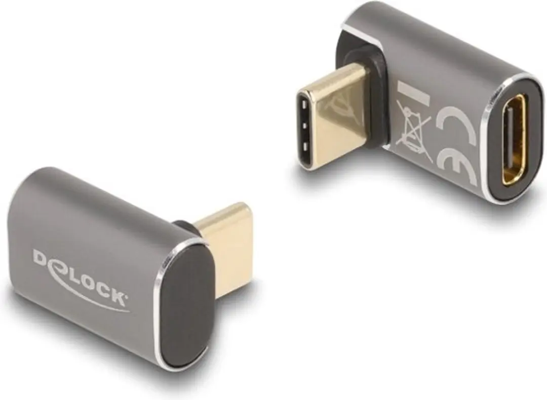 Delock USB4 40Gbps Haakse Adapter 8K60Hz - PD 100W - Grijs