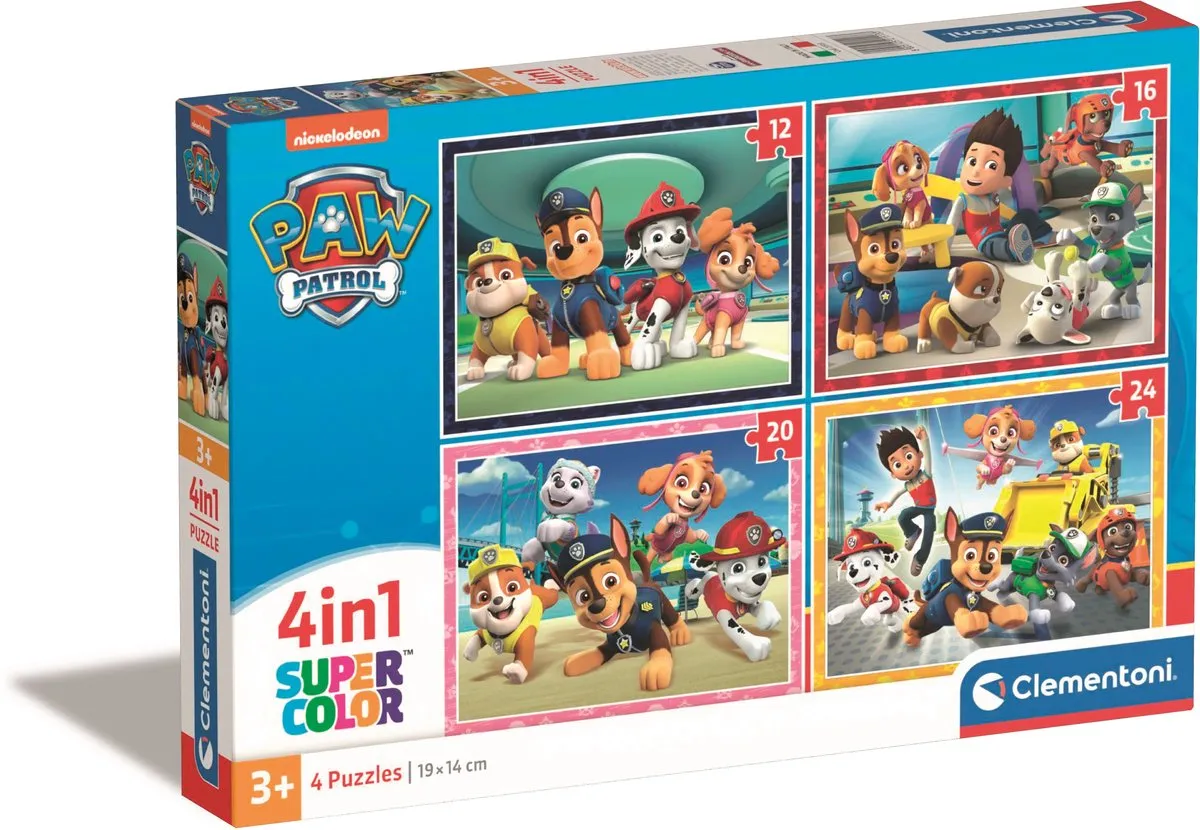 Clementoni Paw Patrol Kinderpuzzel 4-in-1 - 72 Stuks - Multicolor