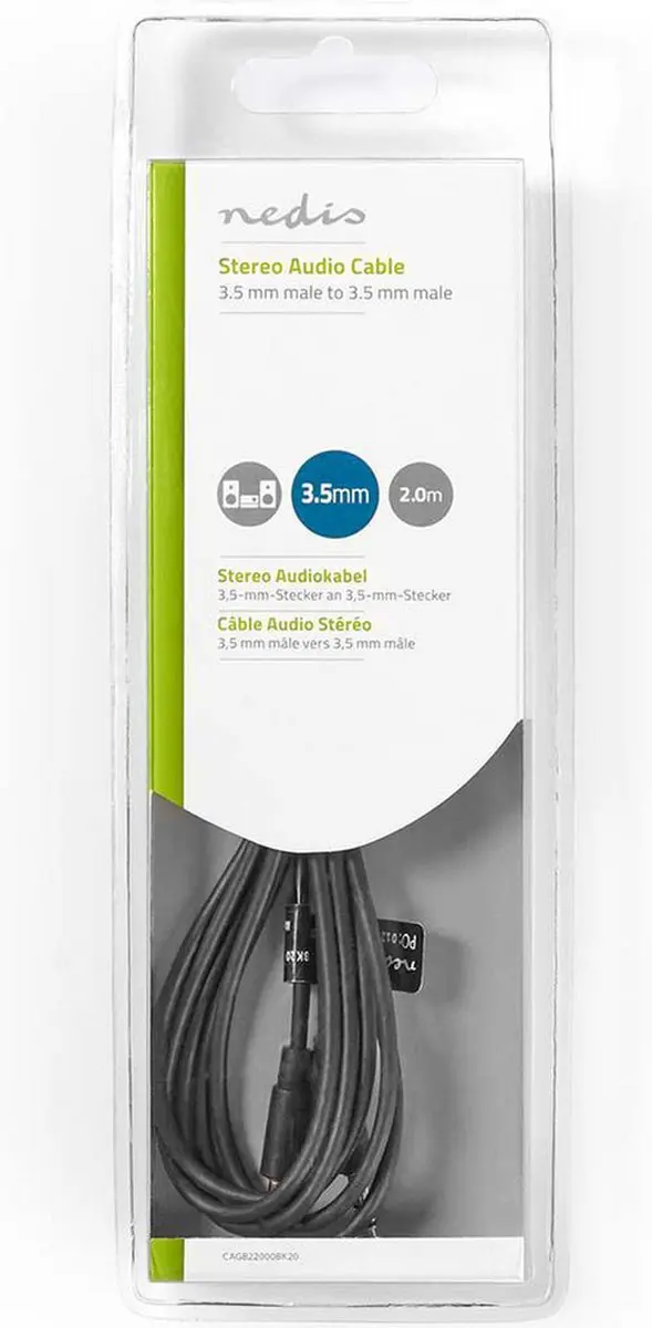 Nedis Stereo-Audiokabel 3,5mm - 2m - Zwart