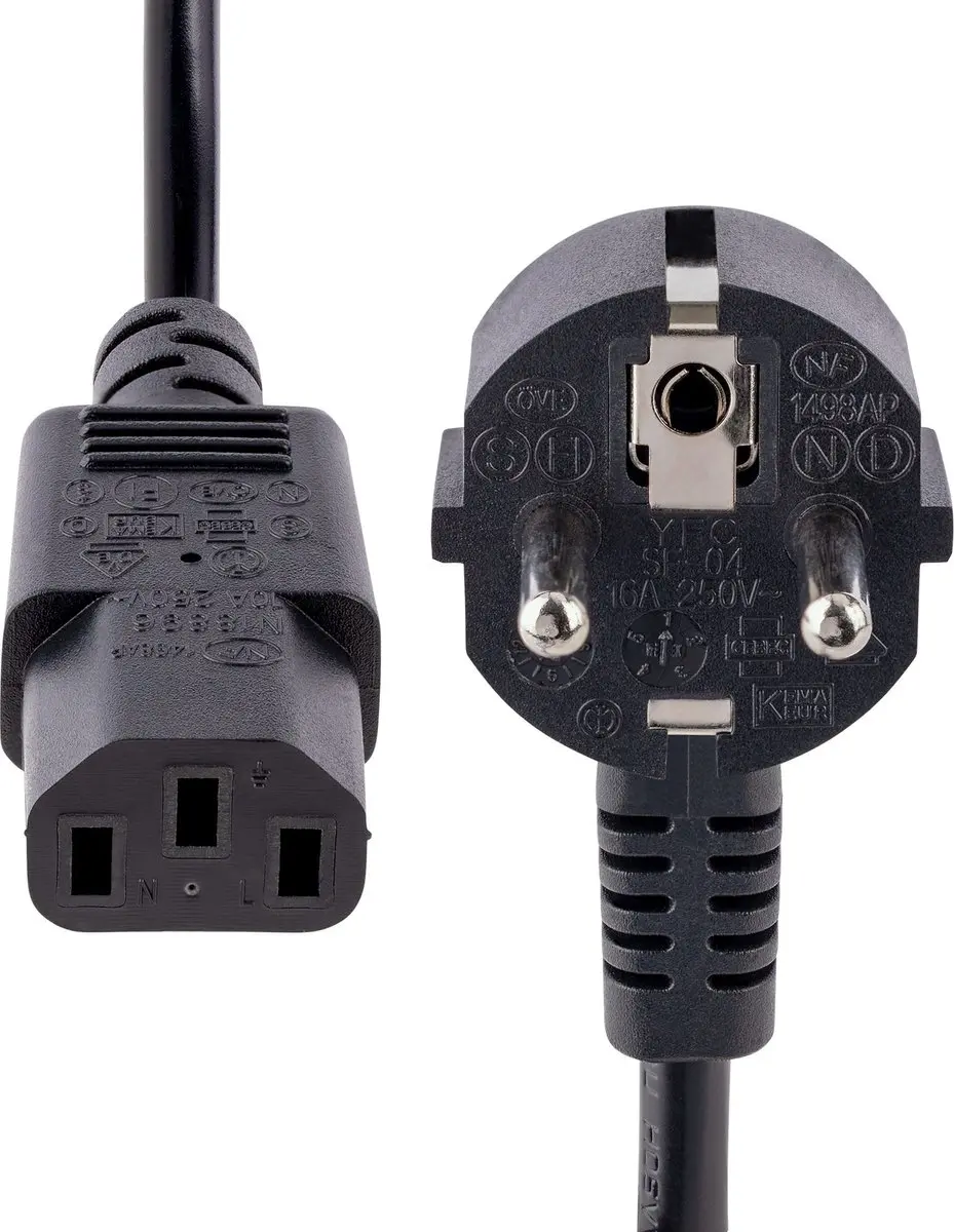 Startech 3m Stroomkabel EU Schuko-C13 10A - Zwart