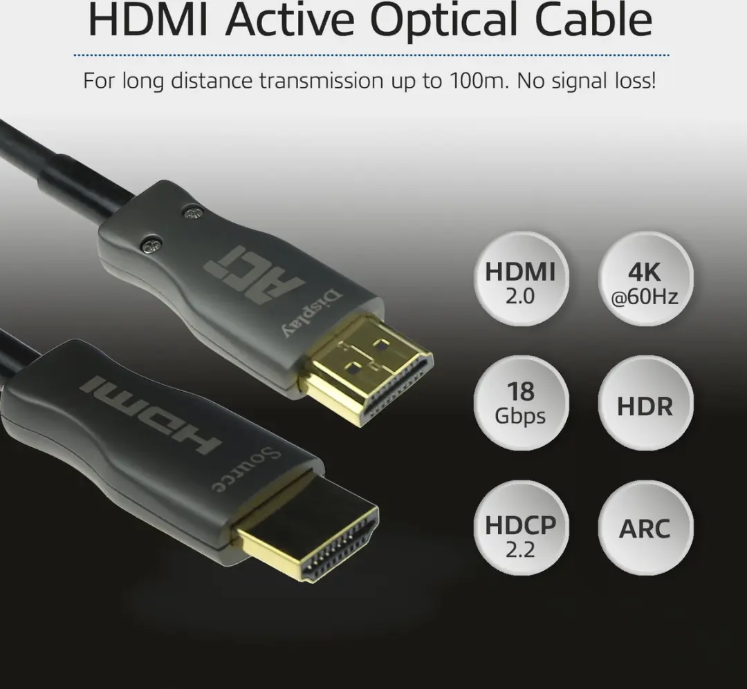 ACT HDMI Premium 4K Active Optical Kabel AK3932 - Zwart