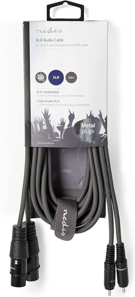 Nedis Gebalanceerde Audiokabel XLR-RCA 3m - Donkergrijs
