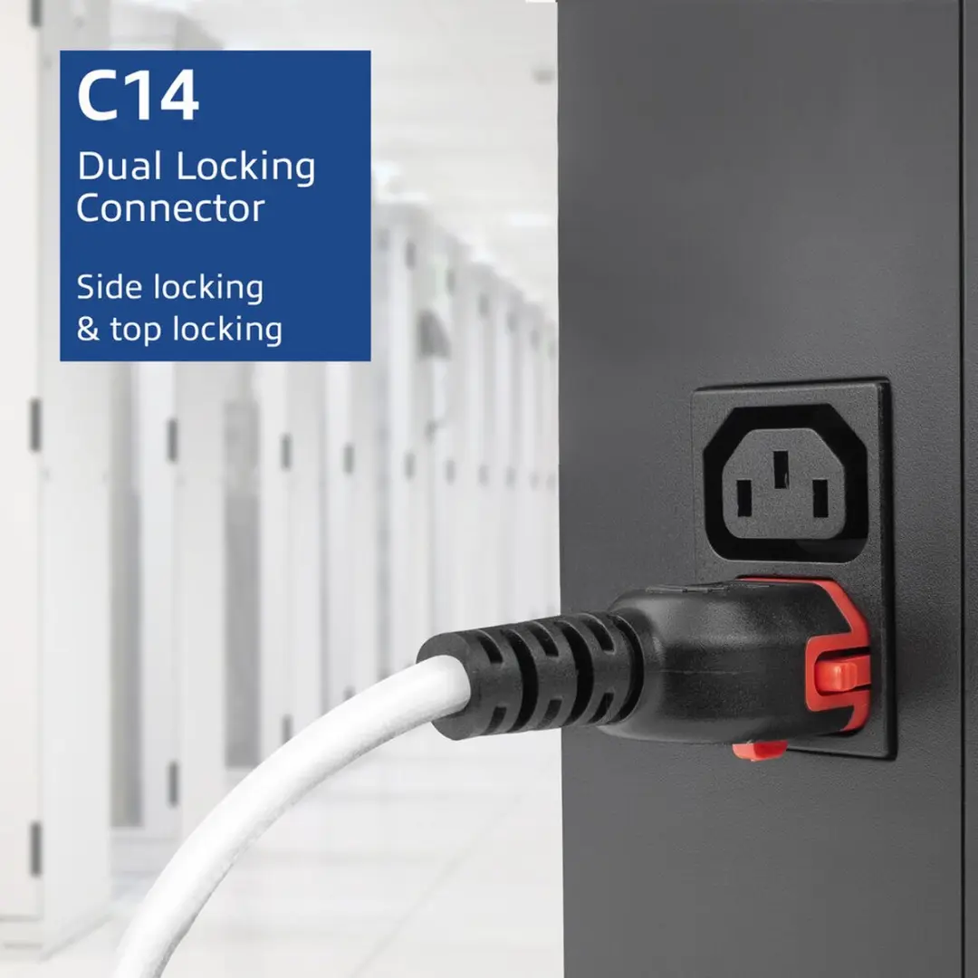 ACT PC3879 Netsnoer C14-C15 Lock+ 3m - Wit