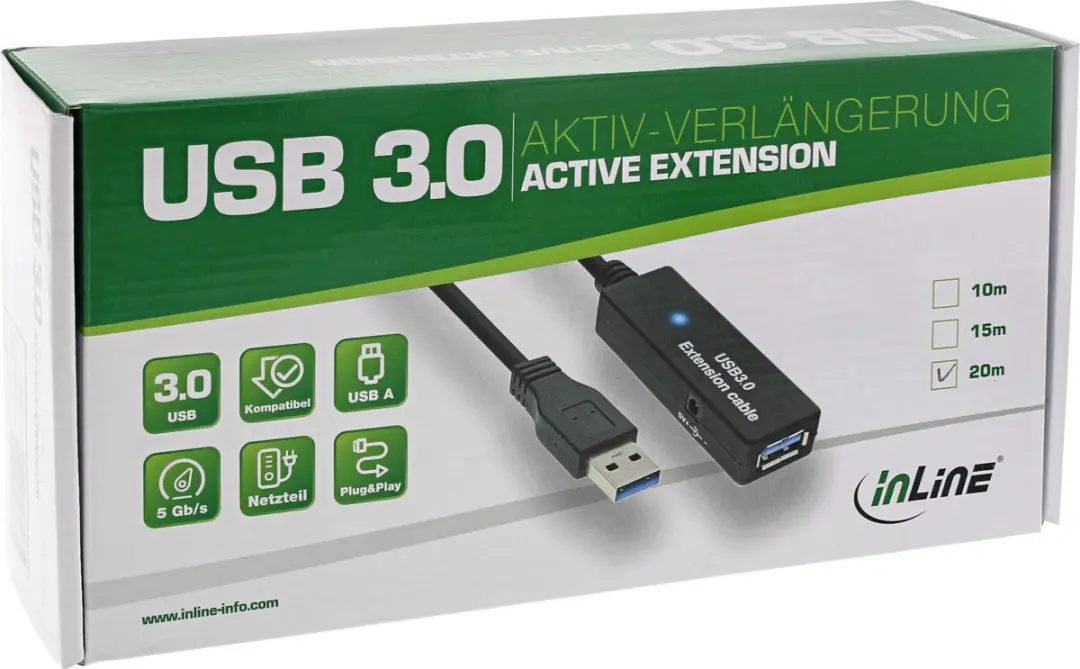 InLine USB3.0 Verlengkabel 10m - Zwart