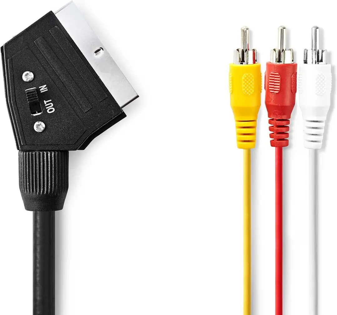 Nedis SCART Kabel CVGL31130BK20 - 2m - 3xRCA - Schakelbaar
