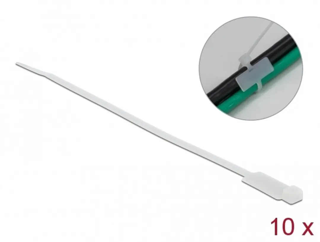 Delock Cable Tie with Label Tap L 270 x W 4.8 mm white 10 pieces