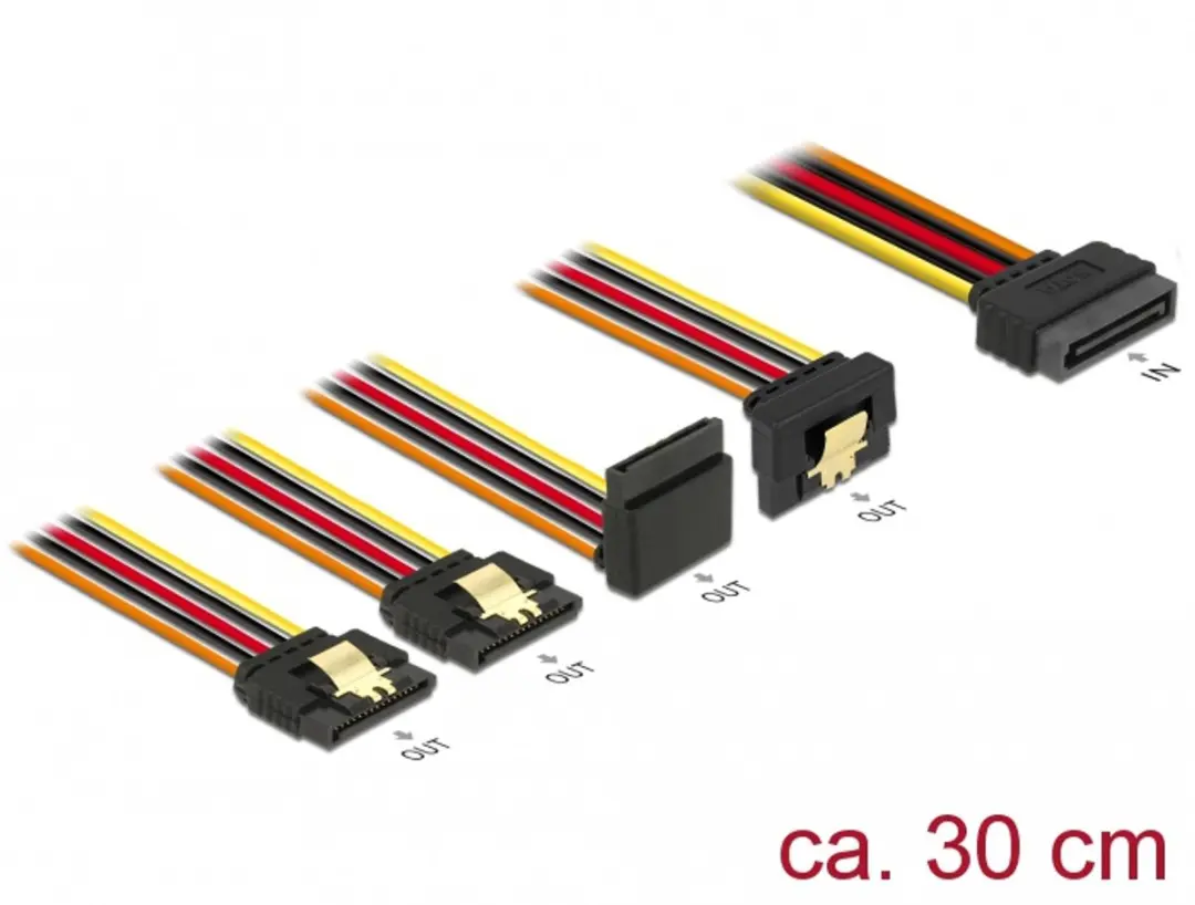 Delock SATA 15-pins Powerkabel 30cm - Beige/Oranje/Rood/Geel