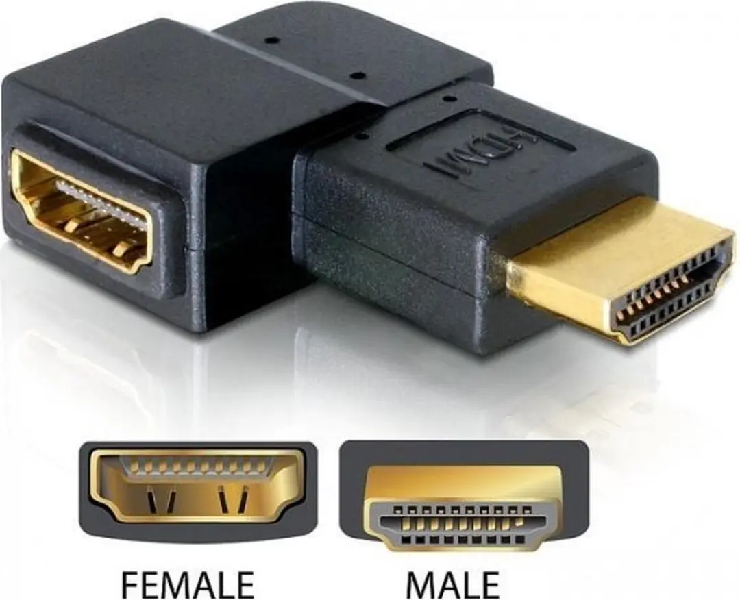 Delock HDMI Adapter 90° Mannelijk naar Vrouwelijk - Zwart