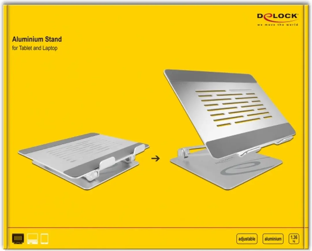 Delock Notebookstandaard 18414 - Aluminium