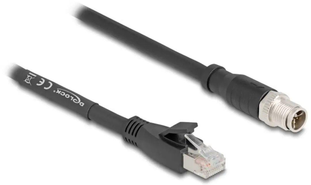 Delock M12 8-pins X-gecodeerd Netwerkkabel CAT5e 1m