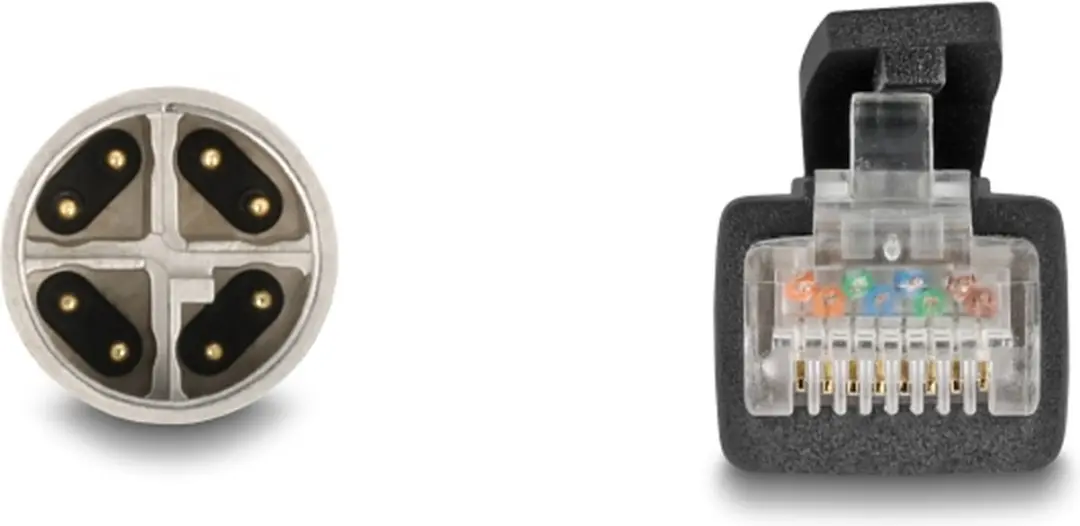Delock M12 8-pins X-gecodeerd Netwerkkabel CAT5e 1m - Zwart