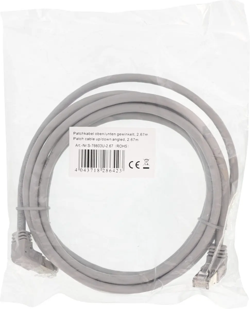 InLine Patchkabel S/FTP Cat.6 Haaks 2,67m - Grijs