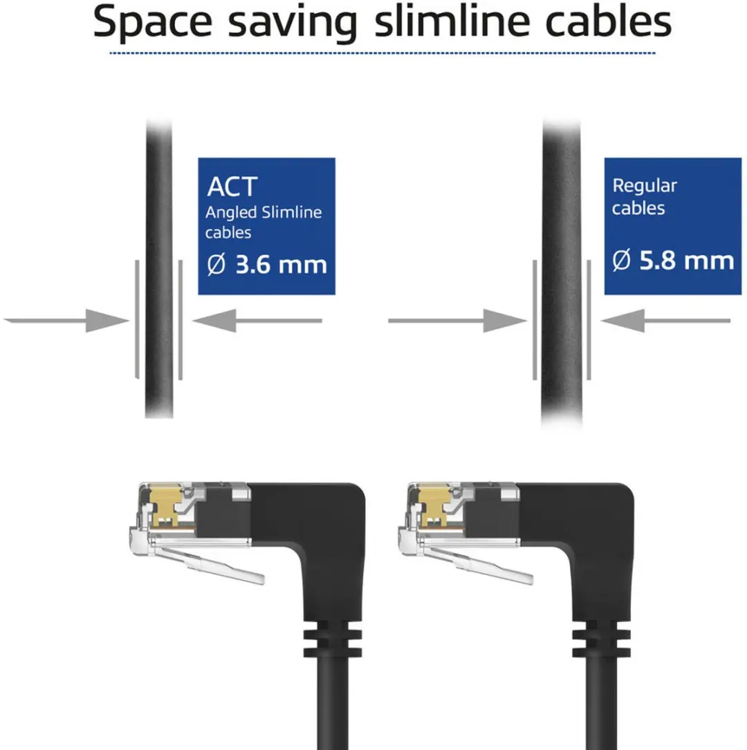 ACT DD5951 Patchkabel CAT6A U/UTP 1,5m - 90° haaks beneden - Zwart