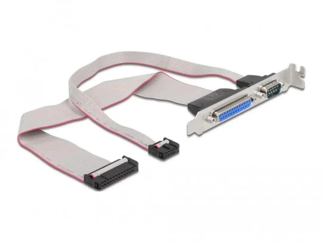 Delock Slot Bracket > 1 x Parallel, 1 x Serial layout: twisted