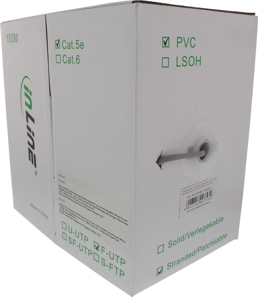 InLine Patchkabel Cat.5e 100m - Grijs
