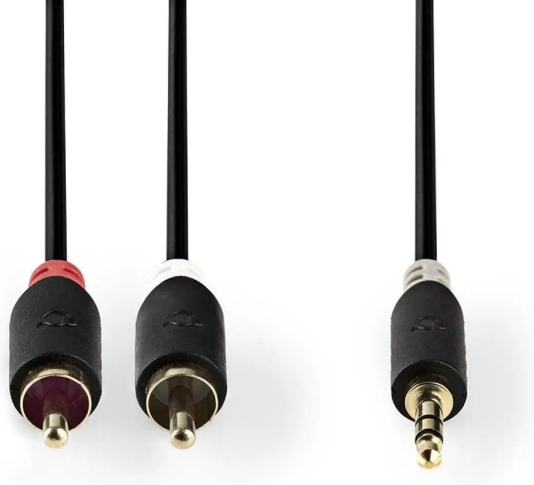 Nedis Stereo-Audiokabel 3,5mm Male naar 2x RCA Male - 2m - Verguld - Antraciet