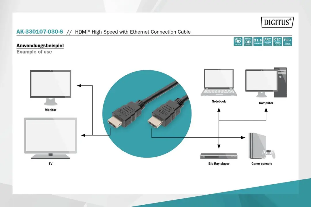 Digitus HDMI-Kabel 4K60Hz 3M - Czarny