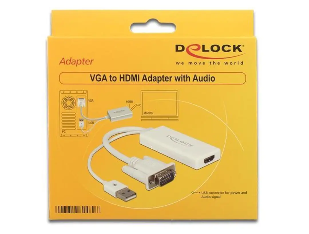 Delock VGA + USB naar HDMI Adapter - 0,25m - Wit - afbeelding 6 van 6