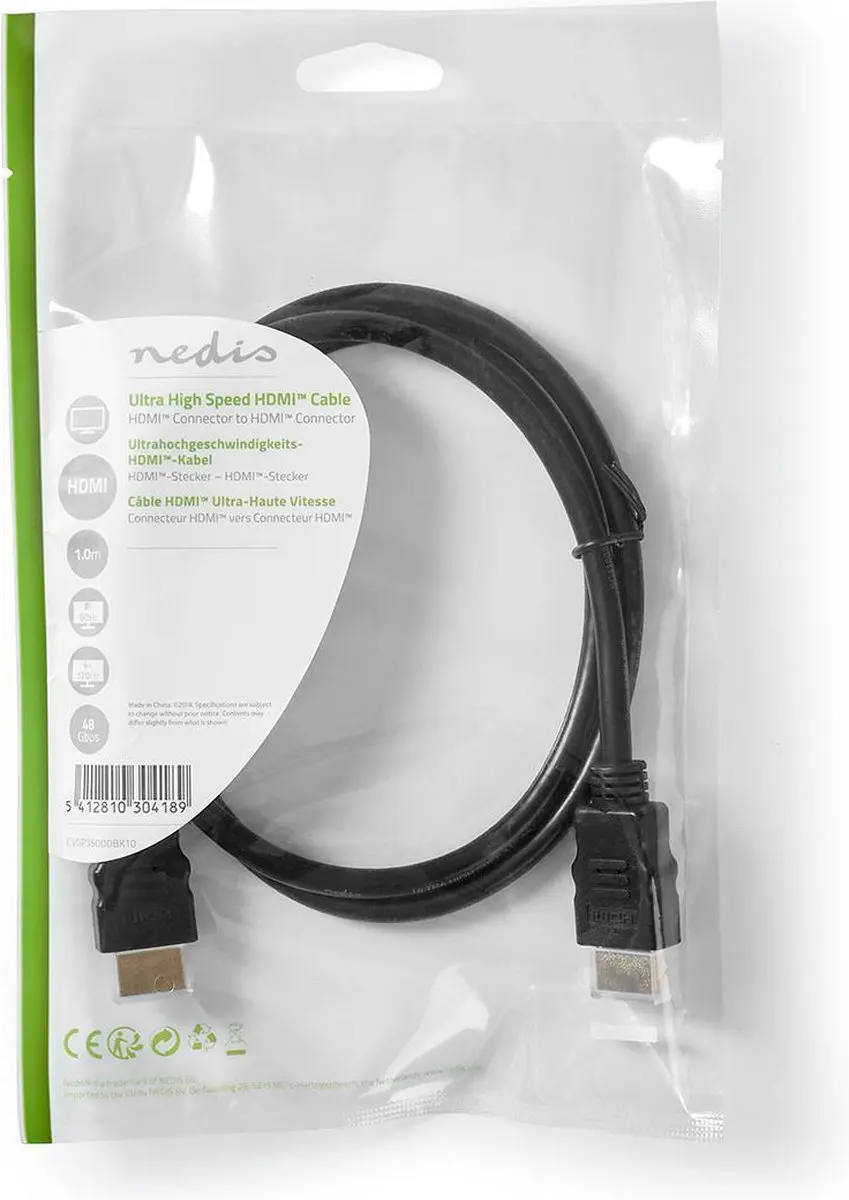 Nedis Ultra High Speed HDMI-kabel 8K 48Gbps 1m - Zwart
