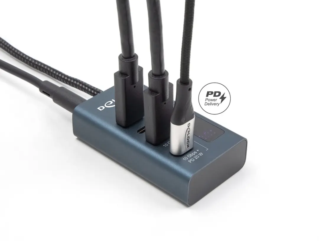 Delock USB 10Gbps Hub 4x USB-C - 3x Data + 1x Data & PD 20W - Blauw