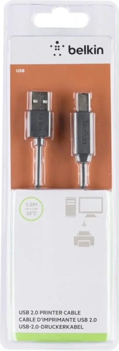 Belkin F3U154bt1.8M USB-kabel 1,8m - USB-A naar USB-B - Zwart