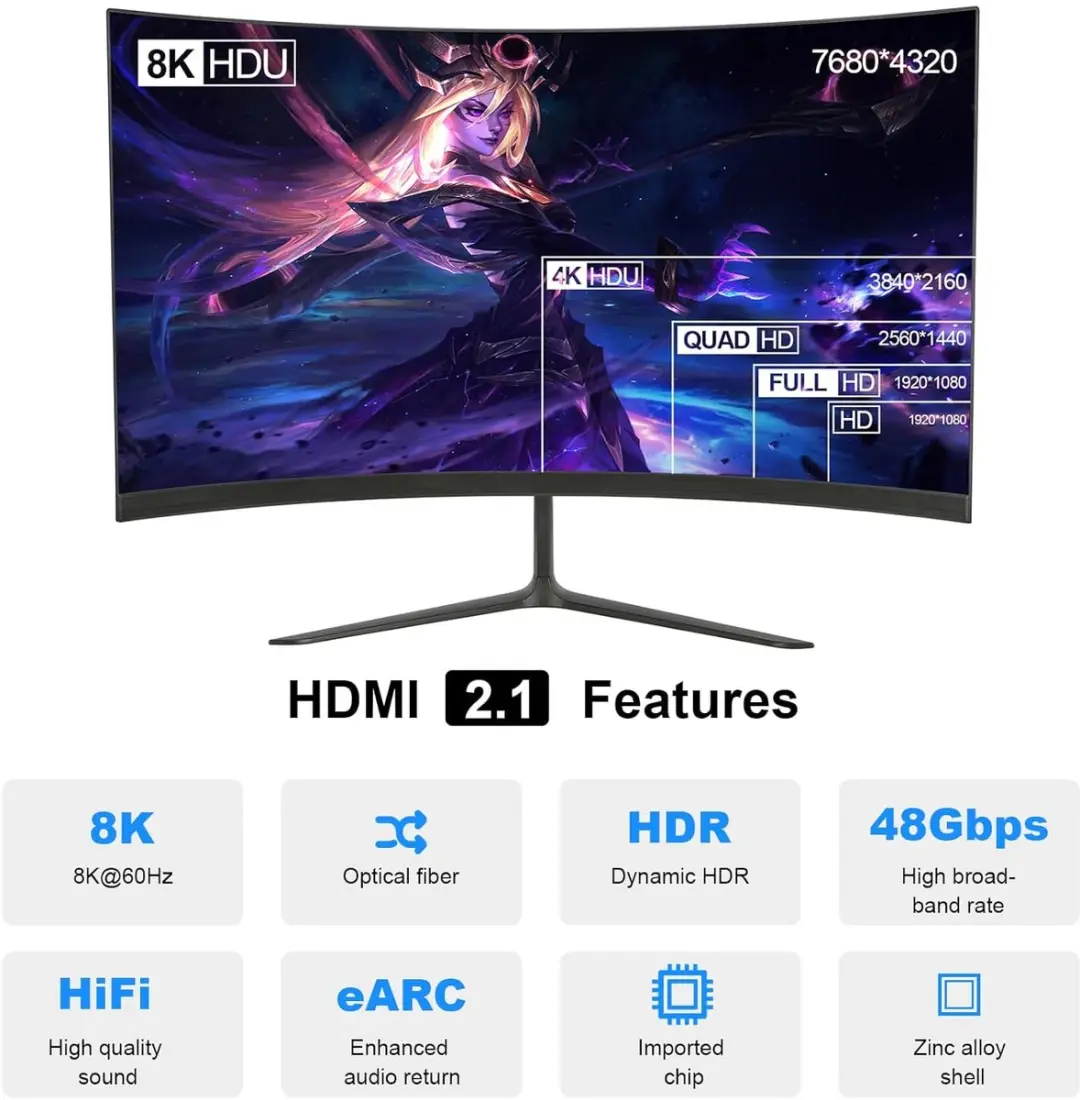 NÖRDIC HDMI 2.1 Glasvezelkabel 50m - 8K 60Hz - Zwart/Zilver