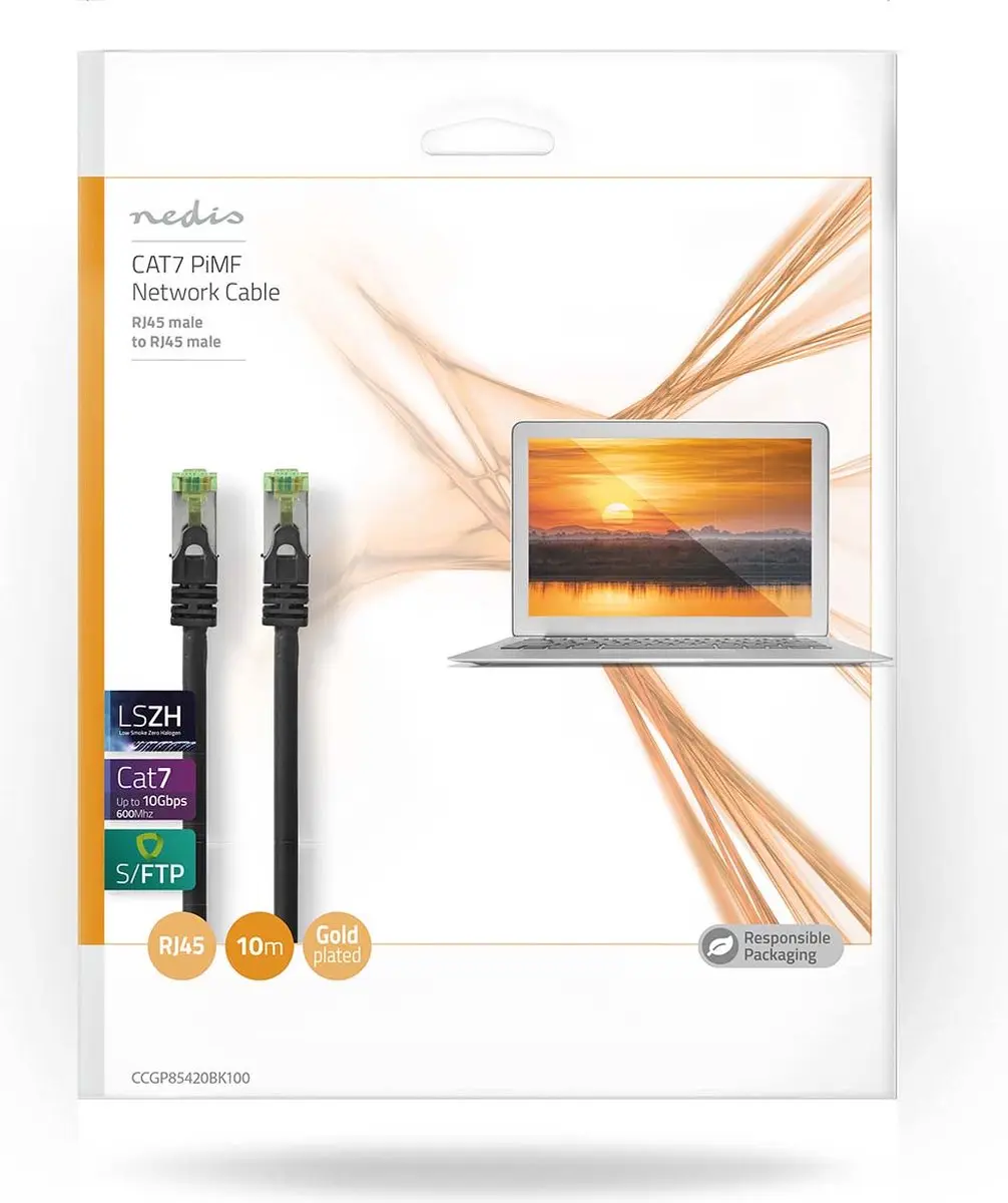 Nedis CAT7 Netwerkkabel CCGP85420BK100 - 10m - Zwart