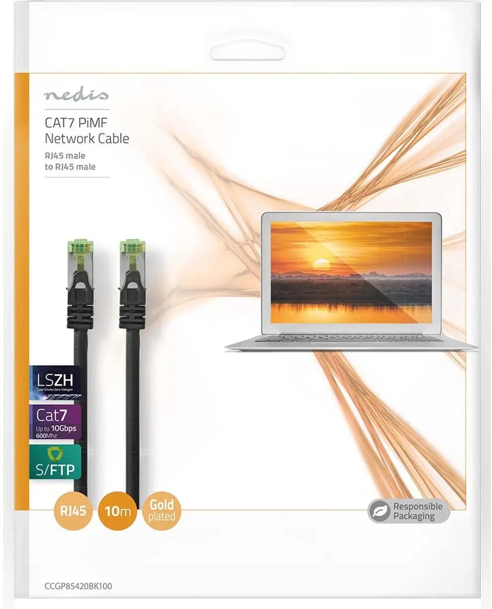 Nedis CAT7 Netwerkkabel CCGP85420BK100 - 10m - Zwart