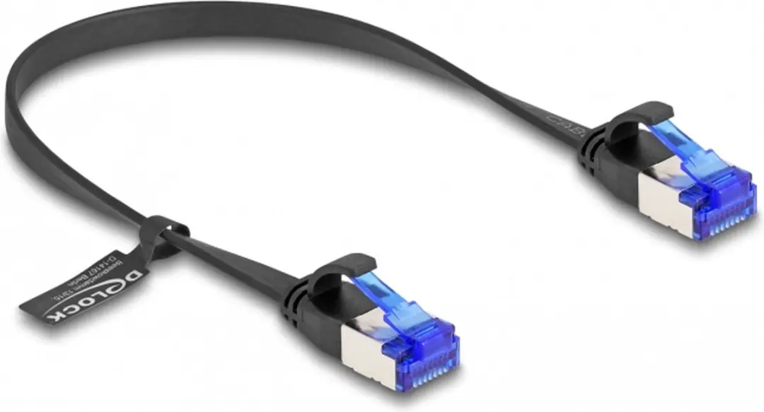 Delock RJ45 Flat Patchkabel Cat.6A 0,25m - Zwart