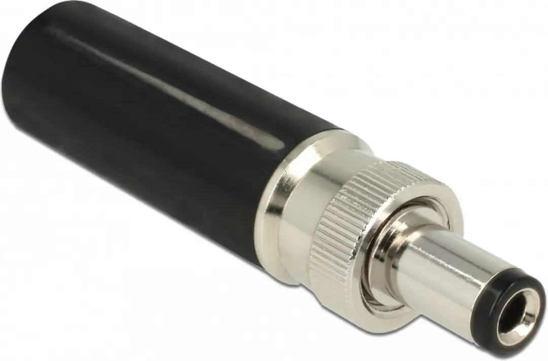 Delock DC 5.5x2.5mm Mannelijk Soldeerconnector - Zwart