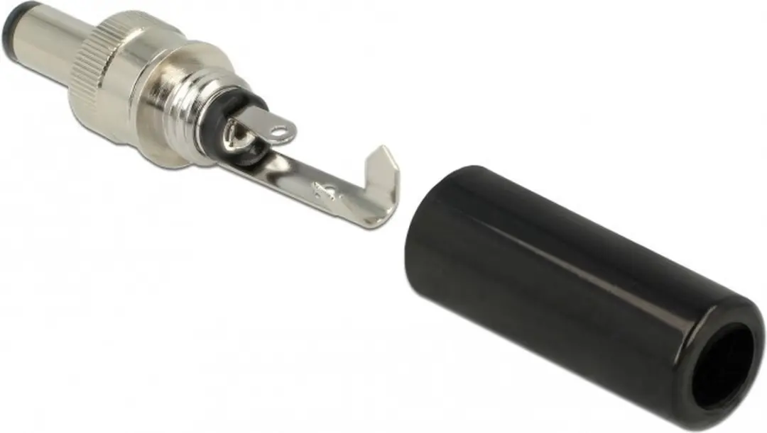 Delock DC 5.5x2.5mm Mannelijk Soldeerconnector - Zwart