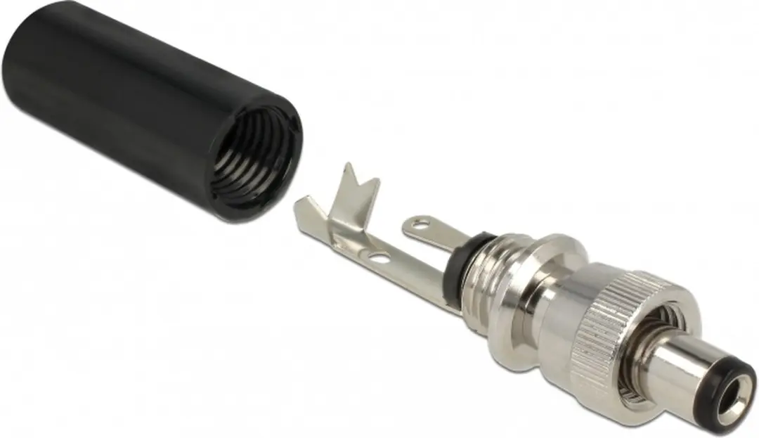 Delock DC 5.5x2.5mm Mannelijk Soldeerconnector - Zwart