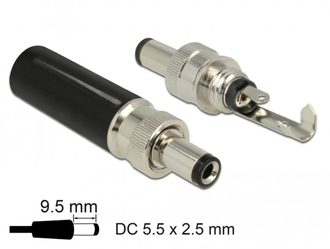Delock Connector DC 5.5 x 2.5 mm with 9.5 mm length male soldering version
