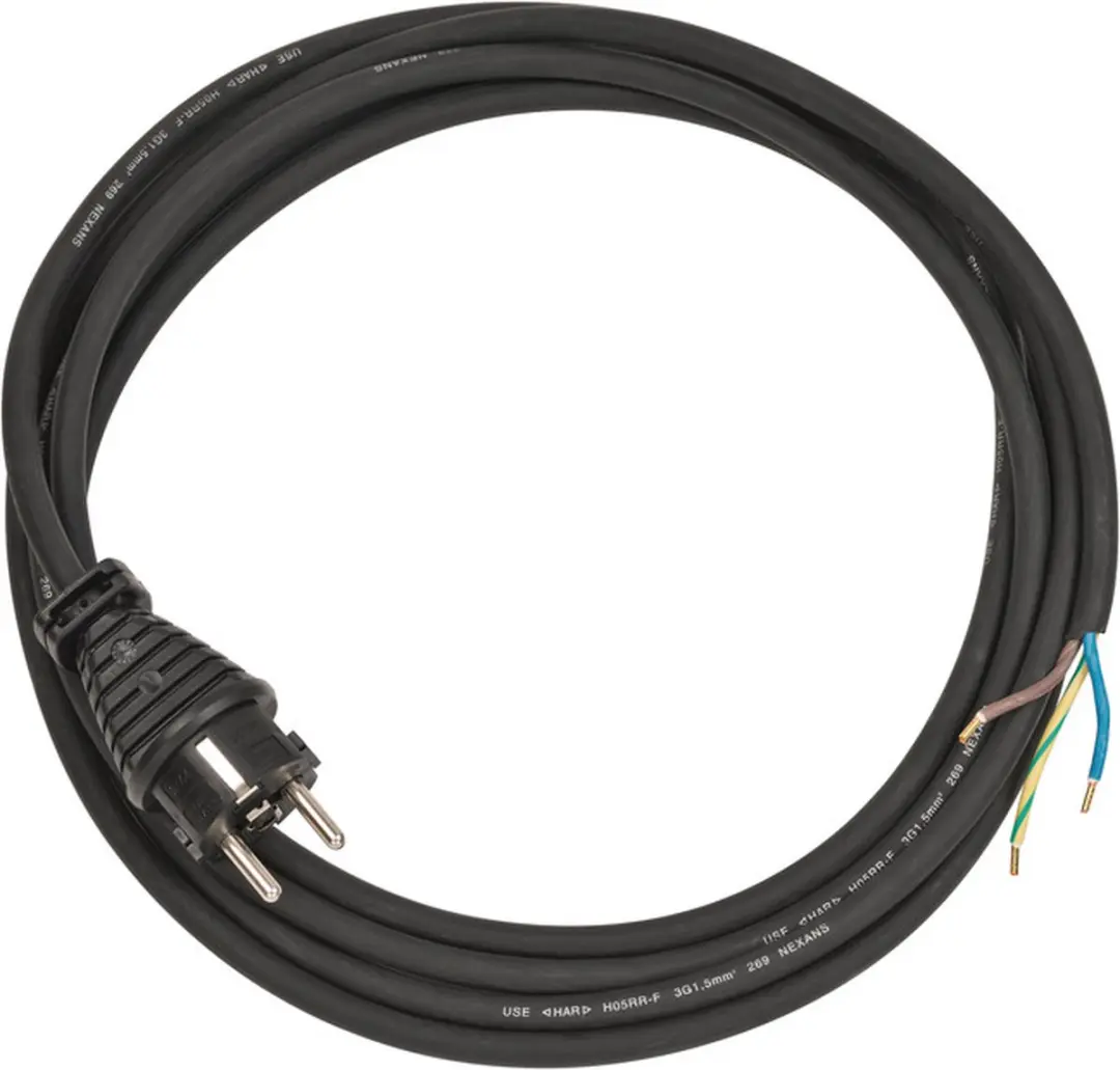 Aansluitkabel 3-polig IP44 3m zwart H05RR-F 3G1,5