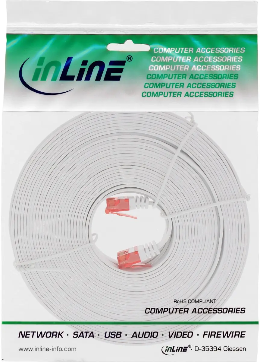 InLine® Patchkabel plat, U/UTP, Cat.6, wit, 7m